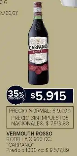 Carrefour Market Carpano vermouth rosso botella oferta