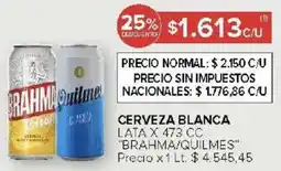 Carrefour Market Brahma/quilmes cerveza blanca lata oferta