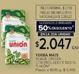 Carrefour Market Union yerba mate suave origen controlado oferta