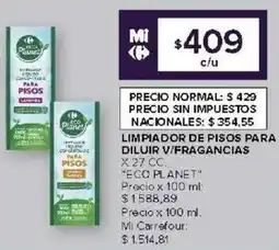 Carrefour Market Eco planet limpiador de pisos para diluir v/fragancias oferta