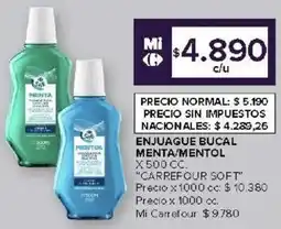Carrefour Market Carrefour soft enjuague bucal menta/mentol oferta