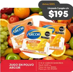 Supermercados Tadicor Arcor jugo en polvo varios sabores oferta