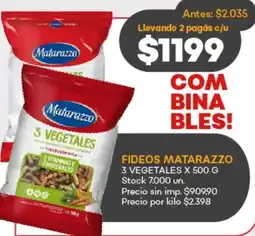 Supermercados Tadicor Matarazzo fideos 3 vegetales oferta