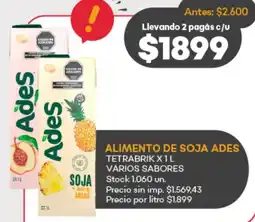 Supermercados Tadicor Ades alimento de soja tetrabrik varios sabores oferta