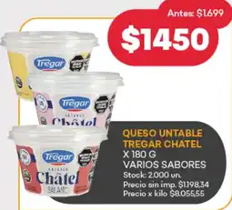 Supermercados Tadicor Tregar queso untable chatel varios sabores oferta
