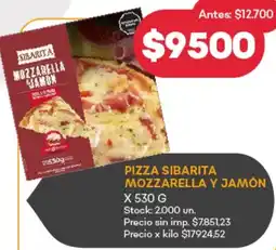 Supermercados Tadicor Sibarita pizza mozzarella y jamón oferta