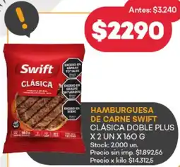 Supermercados Tadicor Swift hamburguesa de carne clásica doble plus oferta