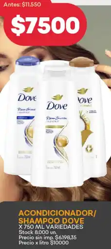Supermercados Tadicor Dove acondicionador/ shampoo variedades oferta