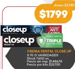 Supermercados Tadicor Close up crema dental variedades oferta