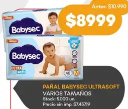 Supermercados Tadicor Babysec pañal ultrasoft varios tamaños oferta