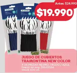 Supermercados Tadicor Tramontina new color juego de cubiertos oferta