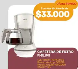 Supermercados Tadicor Philips cafetera de filtro oferta