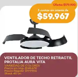 Supermercados Tadicor Ventilador de techo retractil protalia aura vita oferta