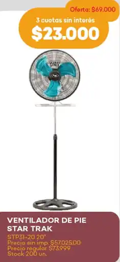 Supermercados Tadicor Star trak ventilador de pie oferta