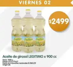 Supermercados Buenos Días Legitimo aceite de girasol oferta