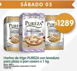 Supermercados Buenos Días Pureza harina de trigo con levadura para pizza o pan casero oferta