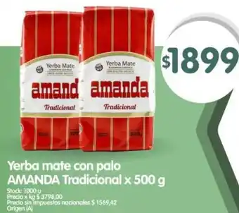 Supermercados Buenos Días Amanda yerba mate con palo tradicional oferta