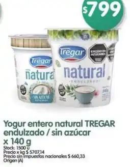 Supermercados Buenos Días Tregar yogur entero natural endulzado / sin azúcar oferta