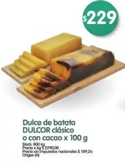 Supermercados Buenos Días Dulcor dulce de batata clásico o con cacao oferta