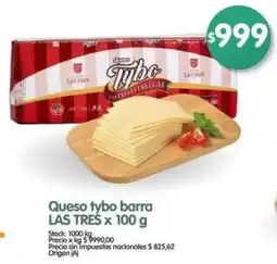 Supermercados Buenos Días Las tres queso tybo barra oferta