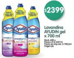 Supermercados Buenos Días Ayudín gel lavandina oferta