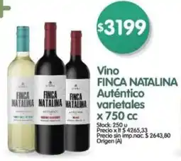 Supermercados Buenos Días Finca natalina vino auténtico varietales oferta