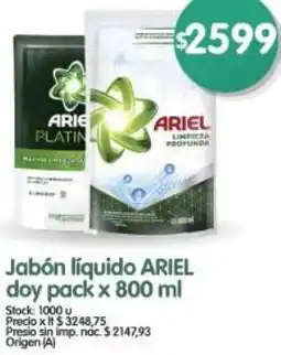 Supermercados Buenos Días Ariel jabón líquido doy pack oferta