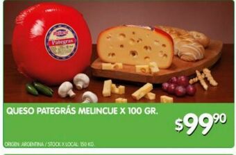 Jumbo Queso pategrás melincue x 100g oferta