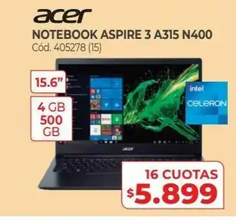 Naldo Lombardi Notebook aspire 3 a315 n40 oferta