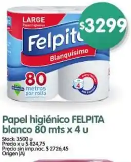 Supermercados Buenos Días Felpita papel higiénico blanco oferta