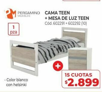 Naldo Lombardi Cama teen + mesa de luz teen oferta