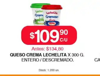 Supermercados Tadicor Lechelita queso Crema x 300g oferta