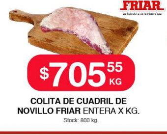 Supermercados Tadicor Colita De Cuadril De Novillo Friar Entera x kg oferta