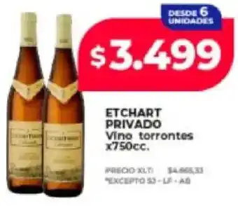 Supermayorista Vital Etchart privado vino torrontes oferta