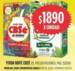 Supermercados Vea Cbsé yerba mate vs. presentaciones, paq. oferta