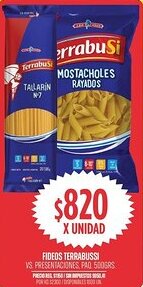 Supermercados Vea Terrabussi fideos vs. presentaciones, paq. oferta