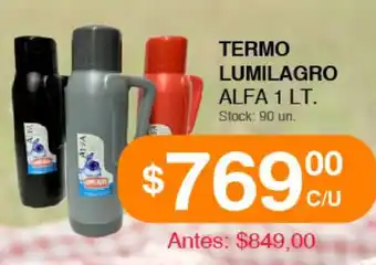 Supermercados Tadicor Termo Lumilagro Alfa 1 Lt. oferta