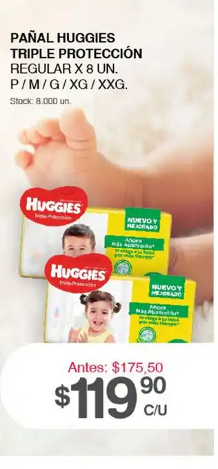Supermercados Tadicor Huggies Pañal Triple Protección Regular x 8 un oferta