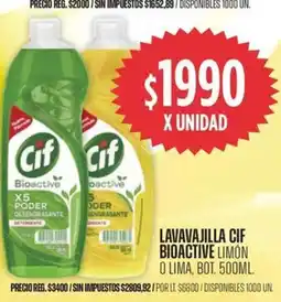 Supermercados Vea Cif lavavajilla bioactive limón o lima, bot. oferta