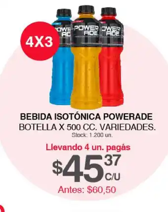 Supermercados Tadicor Powerade Bebida Isotónica Botella X 500cc Variedes oferta