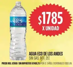Supermercados Vea Eco de los andes agua sin gas, bot. oferta