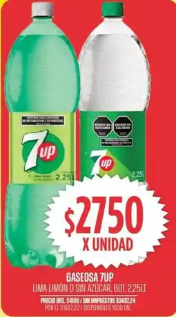 Supermercados Vea 7up gaseosa lima limón o sin azúcar, bot. oferta