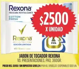 Supermercados Vea Rexona jabon de tocador vs. presentaciones, paq. oferta