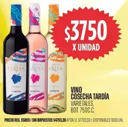 Supermercados Vea Cosecha tardía vino varietales, bot. oferta