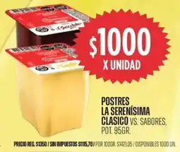 Supermercados Vea La serenísima postres clasico vs. sabores, pot. oferta
