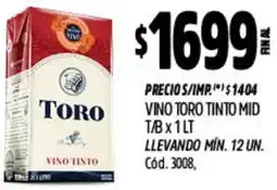 Supermercados Yaguar Toro vino tinto mid t/b oferta