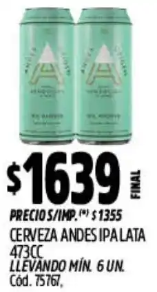 Supermercados Yaguar Andes ipalata cerveza oferta
