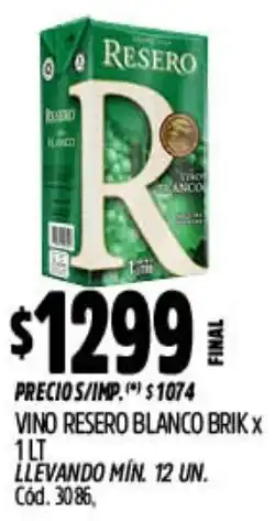 Supermercados Yaguar Resero vino blanco brik oferta