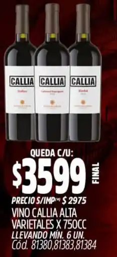 Supermercados Yaguar Callia alta vino varietales oferta