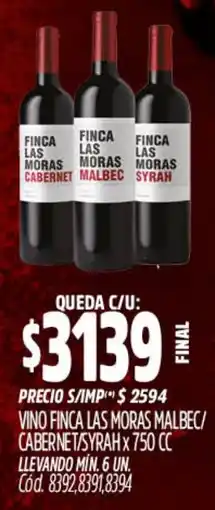 Supermercados Yaguar Finca las moras vino malbec/ cabernet/syrah oferta